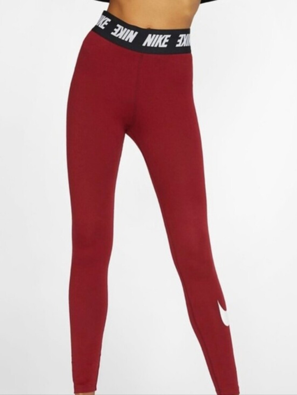 Nike Women's Sportswear Club Leggings Size XL Side Swoosh High Waisted Garnet